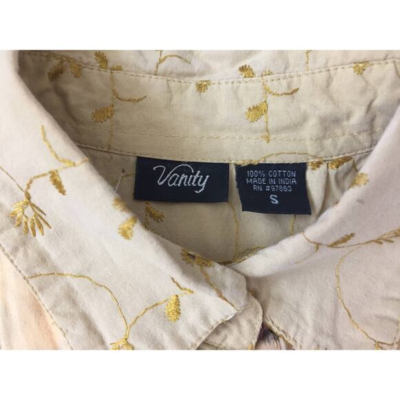 Vanity Embroidered Floral Button Down Top Size Small‎ - Picture 7 of 12
